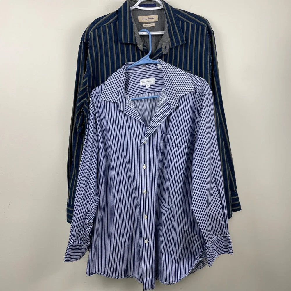 Tommy Bahama Mens Long Sleeve Button Down Shirt Bundle Silk Blend Cotton XL 17.5